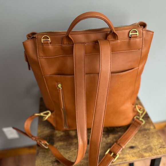 Fawn Design Brown Faux Leather Backpack Set with Gold Accents. main image 12